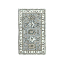 Load image into Gallery viewer, 3&#39;x5&#39; Metallic Gray, Karajeh Design with Geometric Medallion, Extra Soft Wool, Hand Knotted, Oriental Rug FWR507282