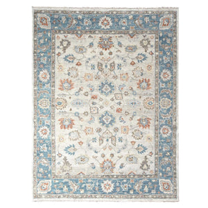 8'1"x9'9" Old Wood with Blue Sapphire, Hand Knotted, Oushak Inspired, Supple Collection, Tone on Tone, 100% Wool, Oriental Rug FWR507336