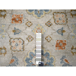 8'1"x9'9" Old Wood with Blue Sapphire, Hand Knotted, Oushak Inspired, Supple Collection, Tone on Tone, 100% Wool, Oriental Rug FWR507336