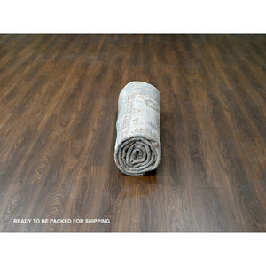 8'1"x9'9" Old Wood with Blue Sapphire, Hand Knotted, Oushak Inspired, Supple Collection, Tone on Tone, 100% Wool, Oriental Rug FWR507336