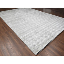 Load image into Gallery viewer, 12&#39;x18&#39;1&quot; Taupe with Stout Black, Modern Textured and Variegated Line Design, Hand Loomed, 100% wool, Oversized Oriental Rug FWR507480