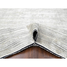 Load image into Gallery viewer, 12&#39;x18&#39;1&quot; Taupe with Stout Black, Modern Textured and Variegated Line Design, Hand Loomed, 100% wool, Oversized Oriental Rug FWR507480