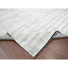 Load image into Gallery viewer, 12&#39;x18&#39;1&quot; Taupe with Stout Black, Modern Textured and Variegated Line Design, Hand Loomed, 100% wool, Oversized Oriental Rug FWR507480