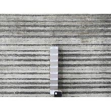 Load image into Gallery viewer, 12&#39;x18&#39;1&quot; Taupe with Stout Black, Modern Textured and Variegated Line Design, Hand Loomed, 100% wool, Oversized Oriental Rug FWR507480