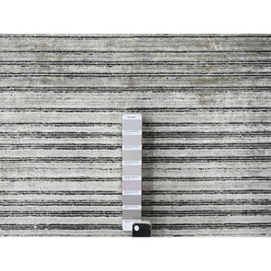 12'x18'1" Taupe with Stout Black, Modern Textured and Variegated Line Design, Hand Loomed, 100% wool, Oversized Oriental Rug FWR507480