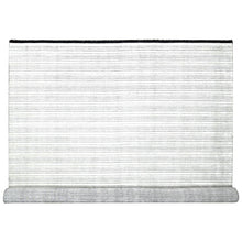Load image into Gallery viewer, 12&#39;x18&#39;1&quot; Smoky White with Cynical Black, 100% wool, Hand Loomed, Modern Textured and Variegated Line Design, Oversized Oriental Rug FWR507492
