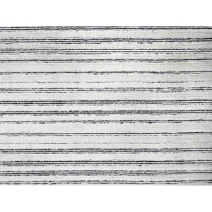 12'x18'1" Smoky White with Cynical Black, 100% wool, Hand Loomed, Modern Textured and Variegated Line Design, Oversized Oriental Rug FWR507492