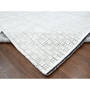 14'x16'1" Lexicon White, Hand Loomed, 100% wool, Modern Textured and Roman Tile Design, Oversized Oriental Rug FWR507522