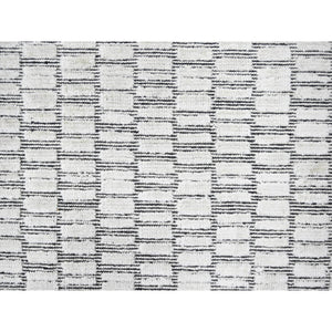 14'2"x18' Lexicon White with Carbon Black, 100% wool, Hand Loomed, Modern Textured and Roman Tile Design, Oversized Oriental Rug FWR507528