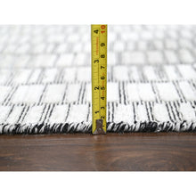 Load image into Gallery viewer, 14&#39;2&quot;x18&#39; Lexicon White with Carbon Black, 100% wool, Hand Loomed, Modern Textured and Roman Tile Design, Oversized Oriental Rug FWR507528