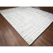 Load image into Gallery viewer, 14&#39;x16&#39;2&quot; Taupe with Pastel Black, Modern Textured and Variegated Line Design, Hand Loomed, 100% wool, Oversized Oriental Rug FWR507552