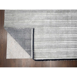 14'x16'2" Taupe with Pastel Black, Modern Textured and Variegated Line Design, Hand Loomed, 100% wool, Oversized Oriental Rug FWR507552