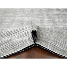 Load image into Gallery viewer, 14&#39;x16&#39;2&quot; Taupe with Pastel Black, Modern Textured and Variegated Line Design, Hand Loomed, 100% wool, Oversized Oriental Rug FWR507552