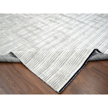 Load image into Gallery viewer, 14&#39;x16&#39;2&quot; Taupe with Pastel Black, Modern Textured and Variegated Line Design, Hand Loomed, 100% wool, Oversized Oriental Rug FWR507552