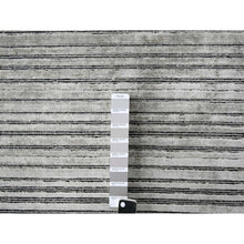 Load image into Gallery viewer, 14&#39;x16&#39;2&quot; Taupe with Pastel Black, Modern Textured and Variegated Line Design, Hand Loomed, 100% wool, Oversized Oriental Rug FWR507552