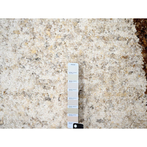 12'3"x17'9" Earth Tone Colors, Soft and Vibrant Pile, 100% Wool, Sustainable, Hand Knotted, Undyed Natural Abrash, Minimalist Design, Tone on Tone, Oversized Oriental Rug FWR507762