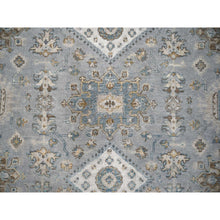 Load image into Gallery viewer, 6&#39;x6&#39; Lavender Gray, Hand Knotted, Vegetable Dyes, Karajeh Design with Geometric Medallion, Extra Soft Wool, Round Oriental Rug FWR507834