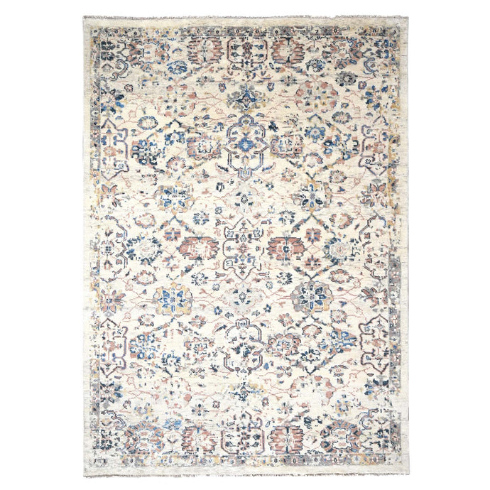 9'x12' Acoustic White, Mahal Design, Transitional Natural Dyes, Supple Collection, Pure Wool, Plush and Lush, Hand Knotted, Oriental Rug FWR507906