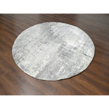 Load image into Gallery viewer, 8&#39;x8&#39; Cloud Gray, Abstract with Mosaic Design, Wool and Silk, Hand Knotted, Round Oriental Rug FWR507942