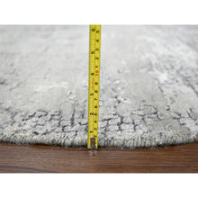 Load image into Gallery viewer, 8&#39;x8&#39; Cloud Gray, Abstract with Mosaic Design, Wool and Silk, Hand Knotted, Round Oriental Rug FWR507942