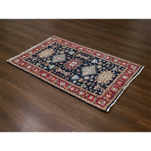 Load image into Gallery viewer, 3&#39;2&quot;x5&#39; Denim Black, Karajeh Design with All Over Pattern, Vegetable Dyes, Soft Pile, Pure Wool, Hand Knotted, Oriental Rug FWR507972