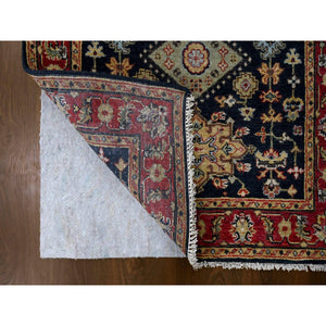 3'2"x5' Denim Black, Karajeh Design with All Over Pattern, Vegetable Dyes, Soft Pile, Pure Wool, Hand Knotted, Oriental Rug FWR507972