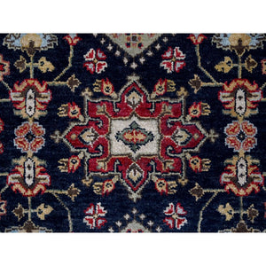 3'2"x5' Denim Black, Karajeh Design with All Over Pattern, Vegetable Dyes, Soft Pile, Pure Wool, Hand Knotted, Oriental Rug FWR507972