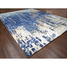 Load image into Gallery viewer, 13&#39;9&quot;x17&#39;9&quot; Space Cadet Blue, Mosaic Design, Wool and Silk, Hand Knotted, Oversized Oriental Rug FWR508080