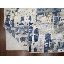 Load image into Gallery viewer, 13&#39;9&quot;x17&#39;9&quot; Space Cadet Blue, Mosaic Design, Wool and Silk, Hand Knotted, Oversized Oriental Rug FWR508080
