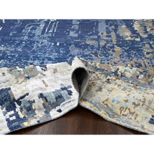 Load image into Gallery viewer, 13&#39;9&quot;x17&#39;9&quot; Space Cadet Blue, Mosaic Design, Wool and Silk, Hand Knotted, Oversized Oriental Rug FWR508080