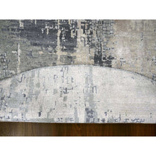 Load image into Gallery viewer, 9&#39;10&quot;x9&#39;10&quot; Cloud Gray, Hand Knotted, Abstract with Mosaic Design, Wool and Silk, Round Oriental Rug FWR508086