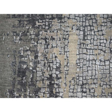 Load image into Gallery viewer, 9&#39;10&quot;x9&#39;10&quot; Cloud Gray, Hand Knotted, Abstract with Mosaic Design, Wool and Silk, Round Oriental Rug FWR508086
