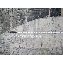 Load image into Gallery viewer, 9&#39;10&quot;x9&#39;10&quot; Cloud Gray, Hand Knotted, Abstract with Mosaic Design, Wool and Silk, Round Oriental Rug FWR508086