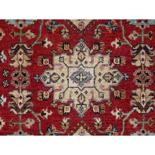 Load image into Gallery viewer, 9&#39;3&quot;x9&#39;3&quot; Maroon Red, Hand Knotted, Karajeh Design with Geometric Medallions, Natural Wool, Round Oriental Rug FWR508098
