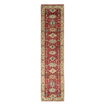 Load image into Gallery viewer, 2&#39;7&quot;x12&#39; Fire Brick Red, Karajeh with Geometric Medallions Design, Pure Wool, Hand Knotted, Runner Oriental Rug FWR508104