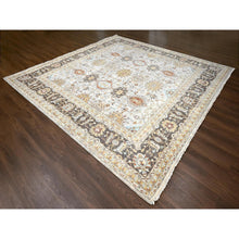 Load image into Gallery viewer, 11&#39;9&quot;x11&#39;9&quot; Goose Gray, Hand Knotted, Karajeh Design with Tribal Medallions, Pure Wool, Square Oriental Rug FWR508158