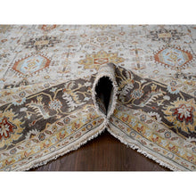 Load image into Gallery viewer, 11&#39;9&quot;x11&#39;9&quot; Goose Gray, Hand Knotted, Karajeh Design with Tribal Medallions, Pure Wool, Square Oriental Rug FWR508158