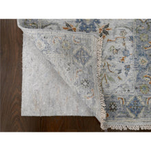 Load image into Gallery viewer, 2&#39;6&quot;x25&#39;8&quot; Gainsboro Gray, Hand Knotted Oushak with Floral Motifs, Denser Weave, Pure Wool, XL Runner Oriental Rug FWR508164
