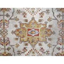 Load image into Gallery viewer, 6&#39;2&quot;x6&#39;2&quot; Goose Gray, Karajeh Design with Tribal Medallions, Pure Wool, Hand Knotted, Round Oriental Rug FWR508206