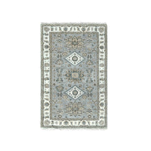 Load image into Gallery viewer, 3&#39;1&quot;x5&#39; Medium Gray, Hand Knotted, Karajeh and Geometric Design, Organic Wool, Oriental Rug FWR508212