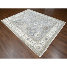 Load image into Gallery viewer, 8&#39;x10&#39; Medium Gray, Organic Wool, Hand Knotted, Karajeh and Geometric Design, Oriental Rug FWR508248