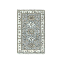 Load image into Gallery viewer, 3&#39;1&quot;x5&#39; Medium Gray, Hand Knotted, Karajeh and Geometric Design, Pure Wool, Oriental Rug FWR508278
