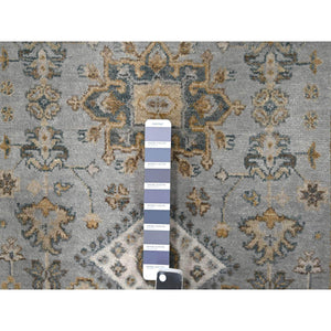 3'1"x5' Medium Gray, Hand Knotted, Karajeh and Geometric Design, Pure Wool, Oriental Rug FWR508278
