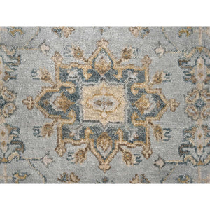 3'1"x5' Medium Gray, Hand Knotted, Karajeh and Geometric Design, Pure Wool, Oriental Rug FWR508278