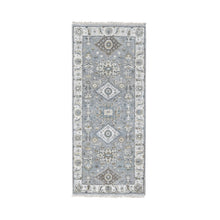 Load image into Gallery viewer, 2&#39;8&quot;x5&#39;10&quot; Medium Gray, Karajeh and Geometric Design, Organic Wool, Hand Knotted, Runner Oriental Rug FWR508296