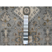 Load image into Gallery viewer, 2&#39;7&quot;x8&#39; Medium Gray, Pure Wool, Hand Knotted, Karajeh and Geometric Design, Runner Oriental Rug FWR508308