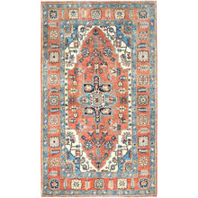 Load image into Gallery viewer, 2&#39;10&quot;x4&#39;10&quot; Terracotta Red, Afghan Peshawar with Large Medallion Heriz Design, Natural Dyes, Organic Wool, Hand Knotted, Oriental Rug FWR510012