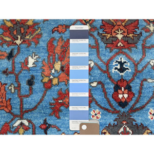 3'10"x6' Turkish Blue, Afghan Peshawar with All Over Heriz Design, Natural Dyes, Pure Wool, Hand Knotted, Oriental Rug FWR510024