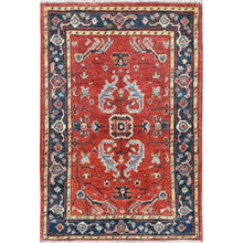 Load image into Gallery viewer, 2&#39;x2&#39;10&quot; Fire Brick, Afghan Peshawar with Serapi Heriz Design, Natural Dyes, 100% Wool, Hand Knotted, Mat Oriental Rug FWR510054