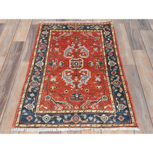 Load image into Gallery viewer, 2&#39;x2&#39;10&quot; Fire Brick, Afghan Peshawar with Serapi Heriz Design, Natural Dyes, 100% Wool, Hand Knotted, Mat Oriental Rug FWR510054